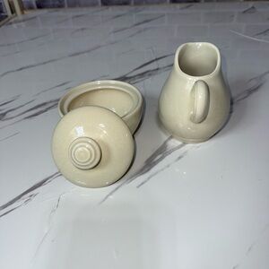 Pfaltzgraff Cappuccino Creamer and Sugar Bowl with Lid Vintage USA